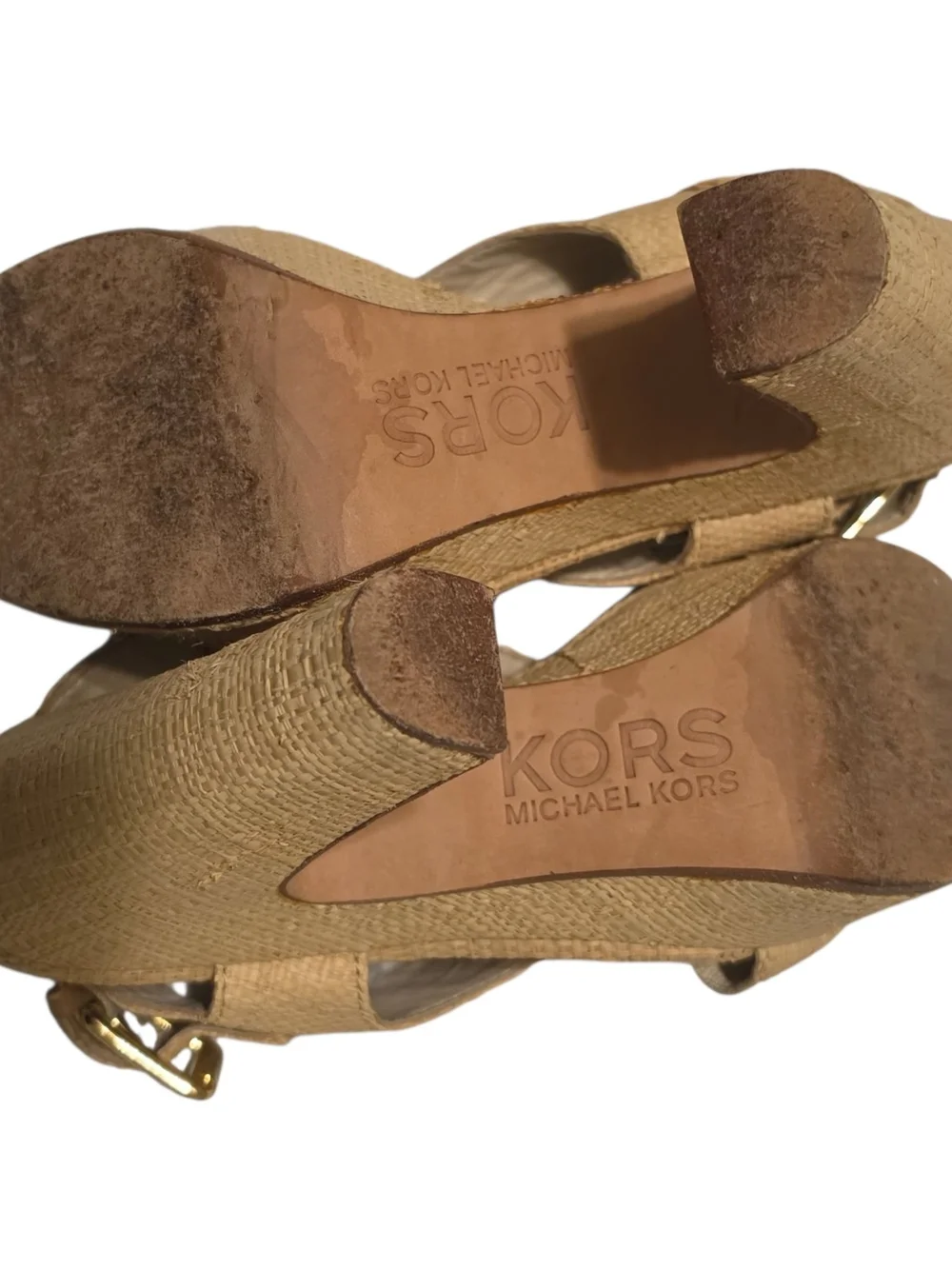Michael Kors Women's Tan Woven Platform Sandals